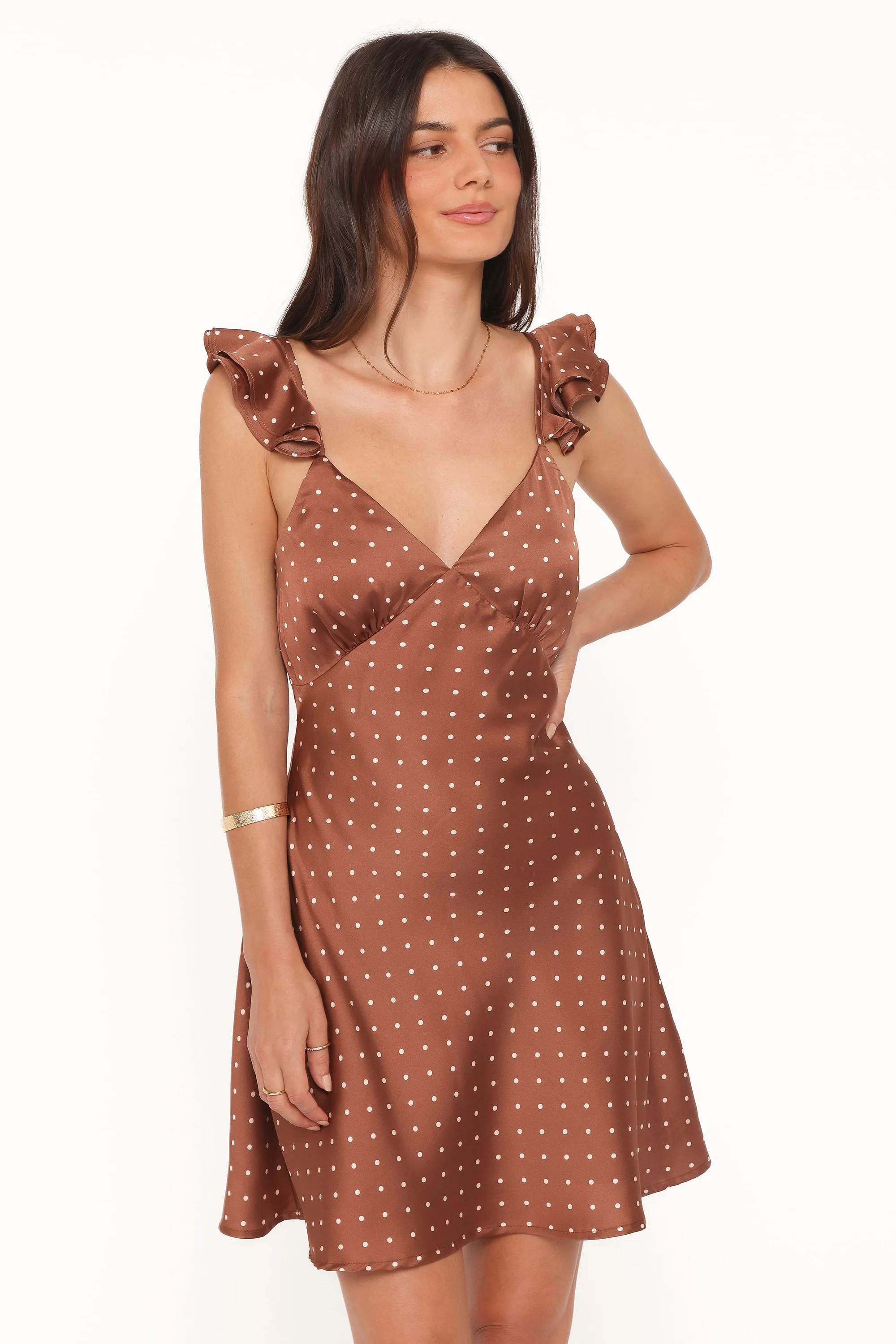 Cassinda Mini Dress - Brown Polka Dot | Petal & Pup (US)