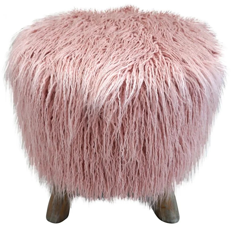 Jeco Faux Fur Foot Stool in Pink | Walmart (US)