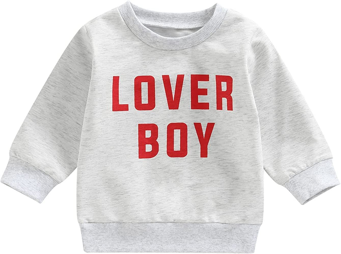 JLKGICF Toddler Baby Girl Boy Valentine's Day Outfit Cute Letter Print Sweatshirt Crewn... | Amazon (US)