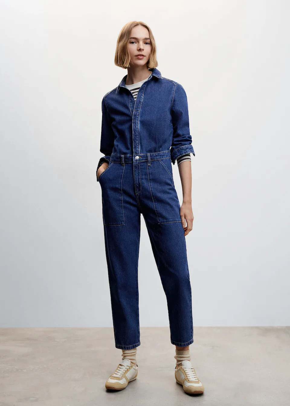 Long denim jumpsuit -  Women | Mango USA | MANGO (US)