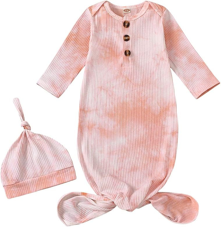 Verve Jelly Newborn Baby Tie Dye Print Long Sleeve Nightgowns Infant Sleeper Gown Ribbed Cotton K... | Amazon (CA)