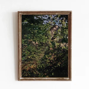 Camouflaged Peacock Vintage Bird in a Forest Oil Painting DIGITAL DOWNLOAD Printable Art 37 - Ets... | Etsy (US)