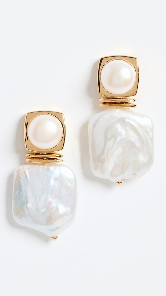Missoma Square Statement Pearl Stud Earrings | Shopbop | Shopbop