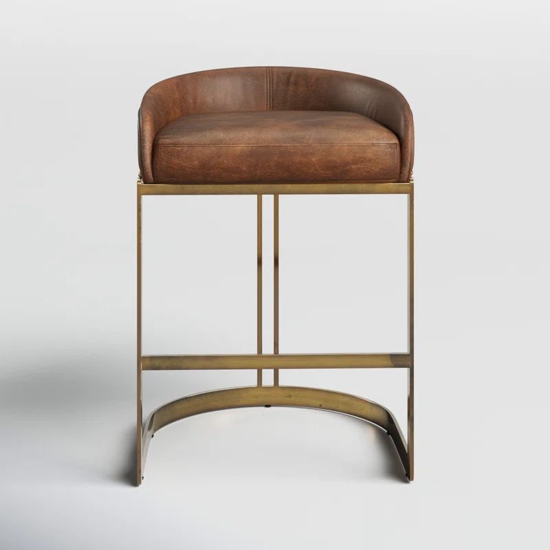 Bradley Leather and Copper Low Back Bar Chair | Wayfair North America