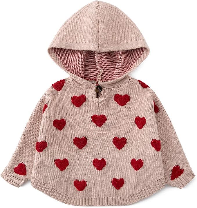 Curipeer Baby Girls Sweater Cape Hooded Cable-Knit Baby Poncho Infant Cloak for Fall Outwear Coat... | Amazon (US)