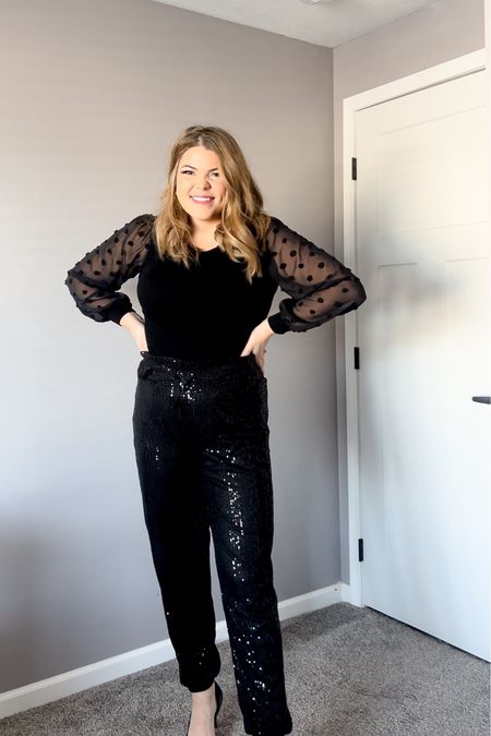 Midsize holiday outfit for a holiday party
Size 12 or large in all items 
Sequin pants, velvet top, holiday dress, boots, heels #midsize 

#LTKHoliday #LTKcurves #LTKstyletip