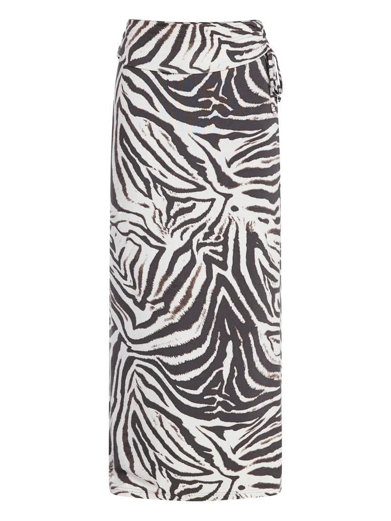 No Boundaries Knit Foldover Maxi Skirt with Side Tie, Women's & Women's Plus XXS-4X | Walmart (US)