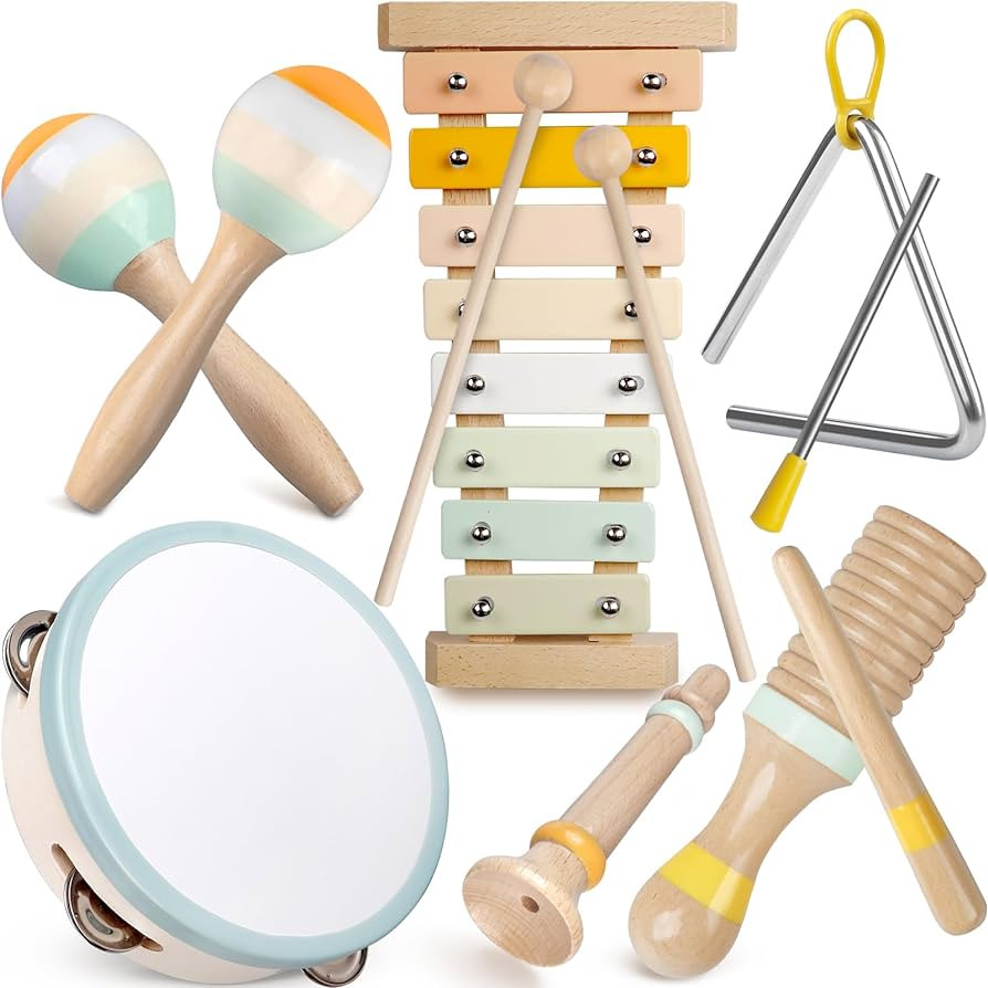 Baby Musical Instruments - Montessori Musical Toys for Toddlers 1-3, Neutral Colors Wooden Percus... | Amazon (US)