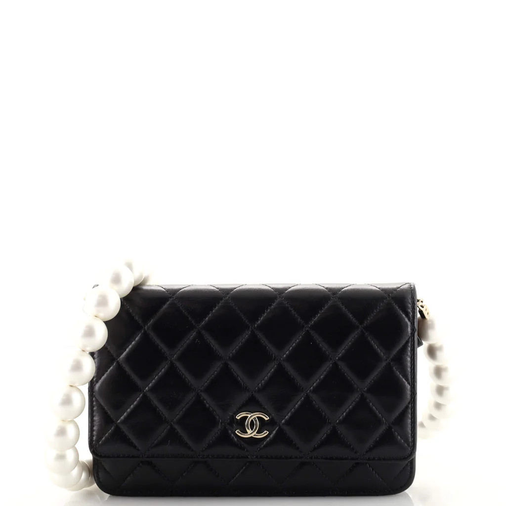 Pearl Strap CC Wallet on Chain Quilted Calfskin Mini | Rebag