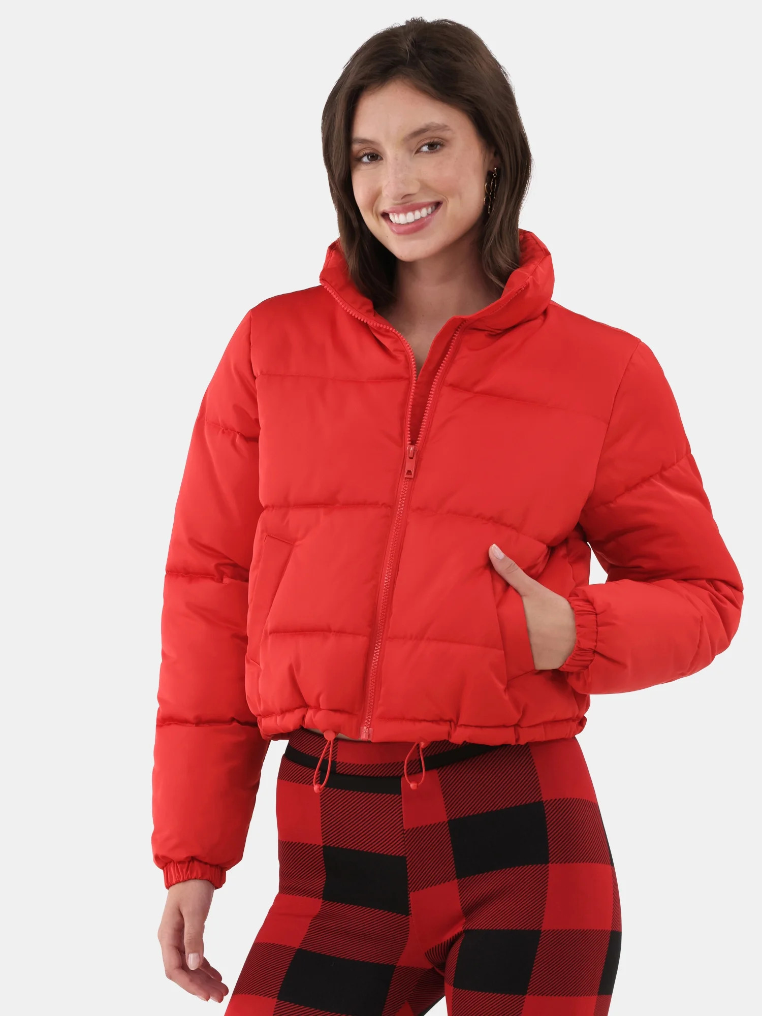 No Boundaries Puffer Jacket, Women's and Women's Plus - Walmart.com | Walmart (US)