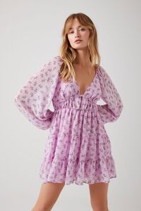 Floral Plunging Tiered Babydoll Dress | Forever 21 (US)