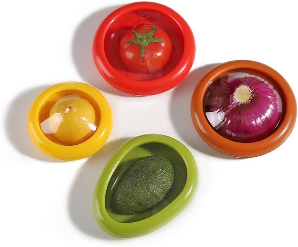 4 Pieces Storage Set Fruit Vegetable Shaped Savers Storage Box, Avocado, Onion, Tomato, And Lemon... | Amazon (US)