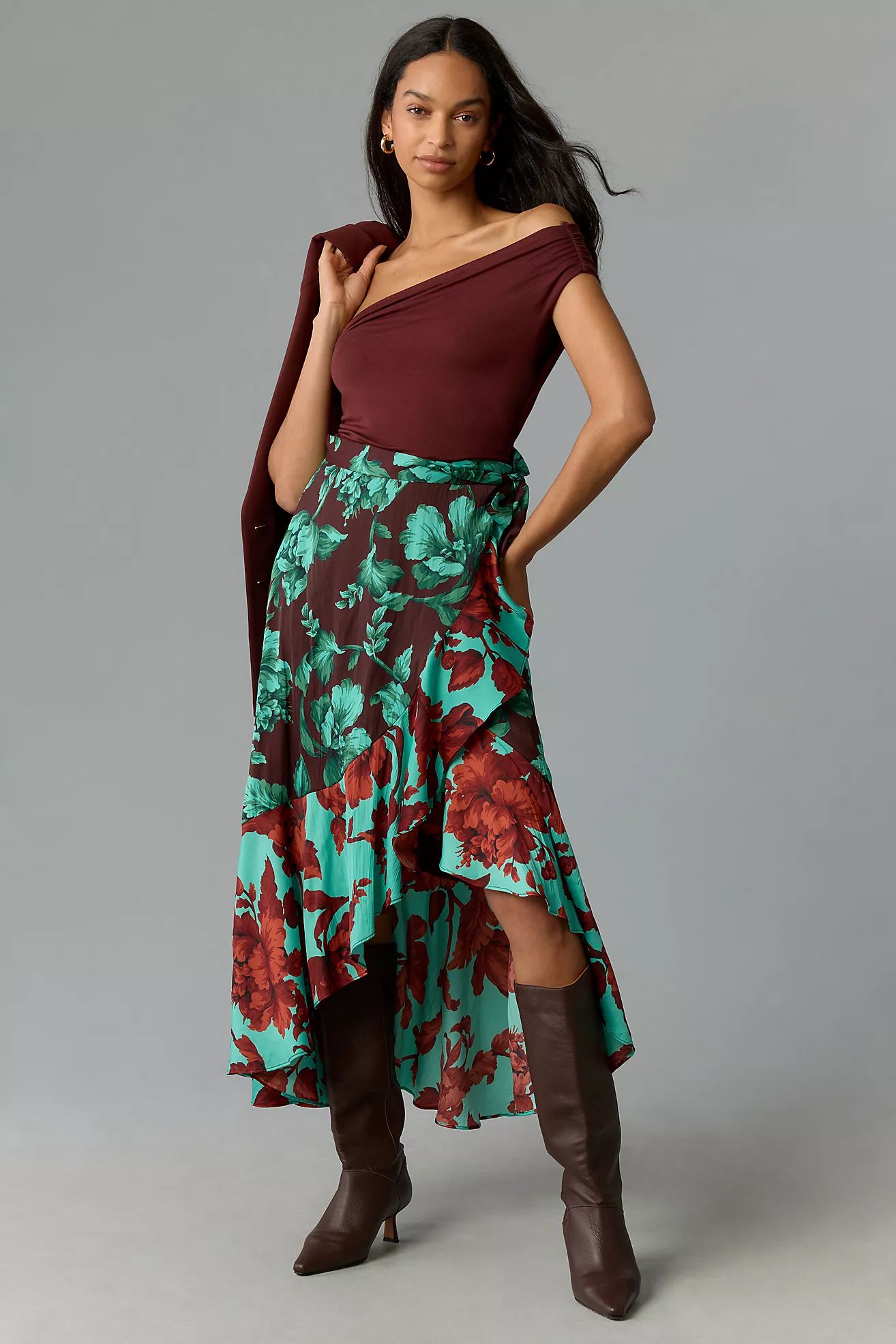 Maeve Ruffled Wrap Maxi Skirt | Anthropologie (US)