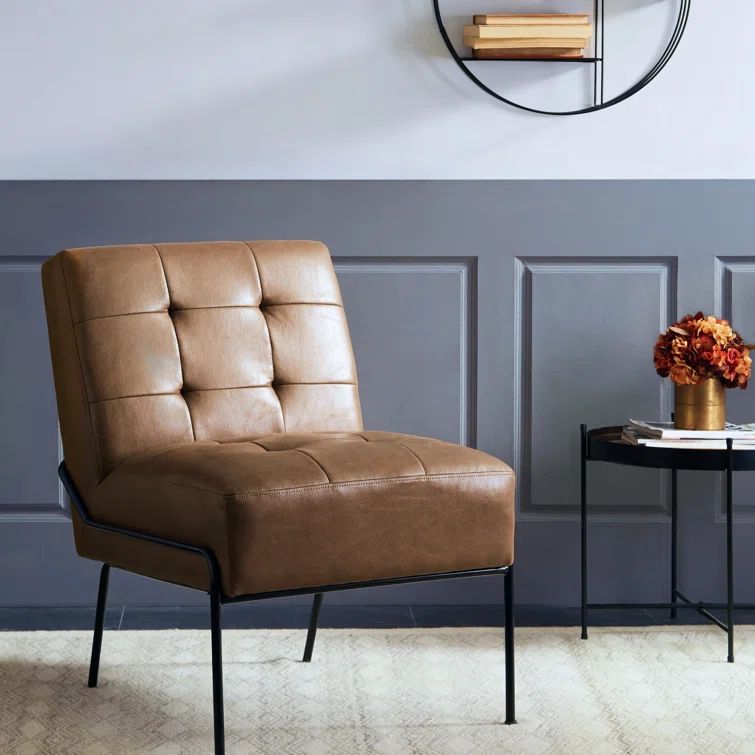 Armless Tufted Upholstered Accent Chair with Metal Legs | Wayfair North America