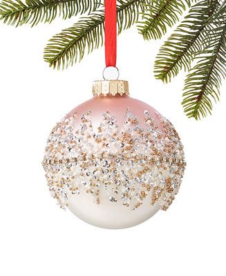 Linen Holiday Glass Ombré Ball with Beads Band Design, Created for Macy's | Macys (US)