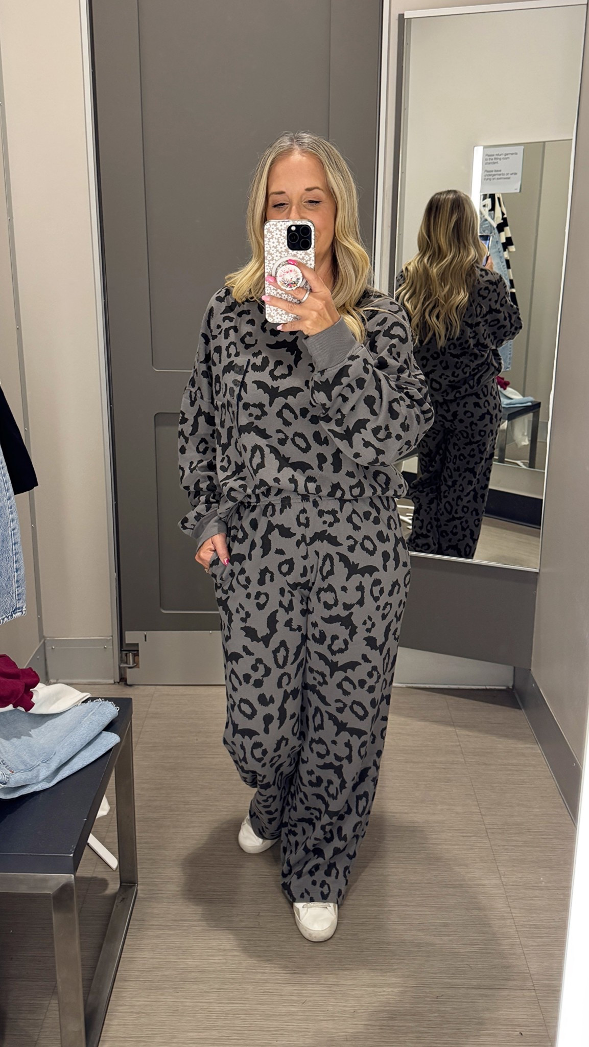 Spooky cozy & cute Halloween sweat suit from Target!🎯 Bats + Leopard= perfect lounge outfit! #targetstyle #targetfinds #fallwear #halloweenoutfit #ltkloungewear 

#LTKPetite #LTKOver40 #LTKSeasonal