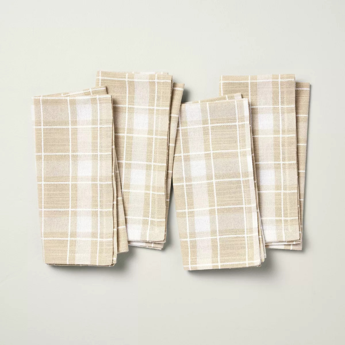 4pk Grid Plaid Cloth Napkins Beige/Cream - Hearth & Hand™ with Magnolia | Target