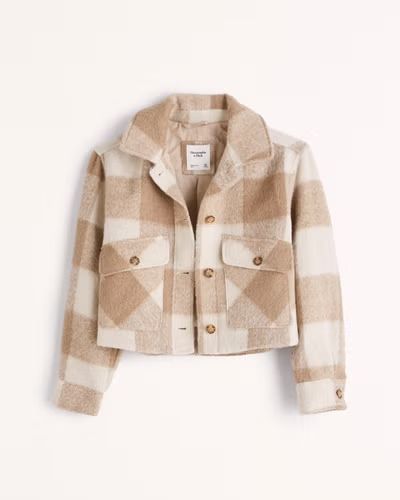 Women's Cropped Cozy Shirt Jacket | Women's Coats & Jackets | Abercrombie.com | Abercrombie & Fitch (US)