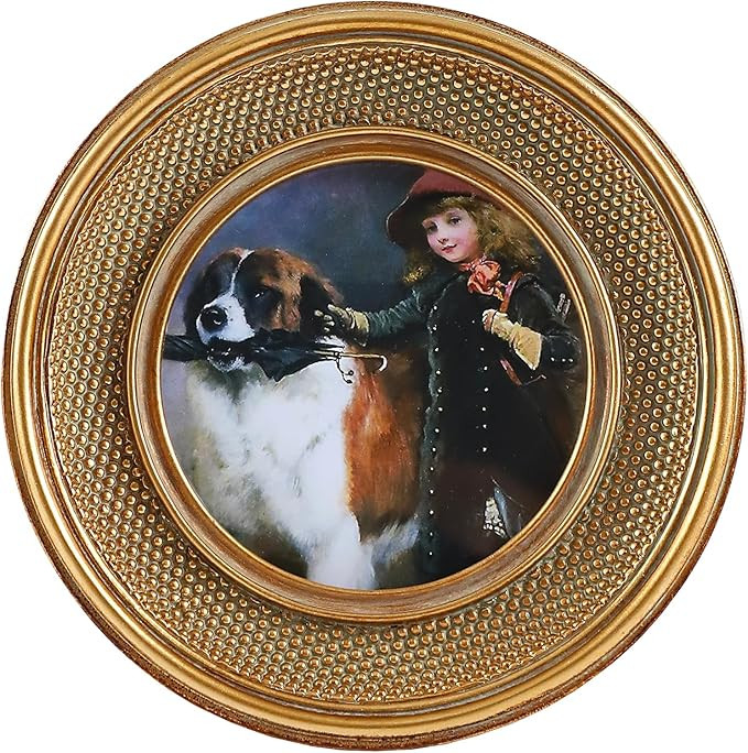 Vintage Antique Bronze Round Picture Frames with Beaded Border - Ornate for Tabletop and Wall Mou... | Amazon (US)