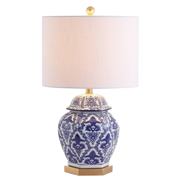 25" Ceramic/Metal Gretchen Ginger Jar Table Lamp (Includes LED Light Bulb) Blue - JONATHAN Y | Target