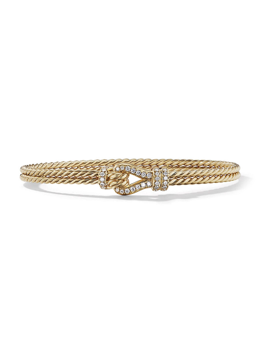 Women's Thoroughbred Loop Bracelet In 18K Yellow Gold With 0.27 TCW Pavé Diamonds - Gold - Size Large | Saks Fifth Avenue