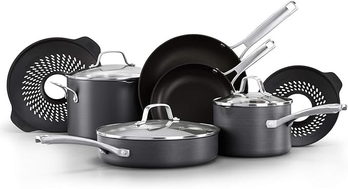 Calphalon 10-Piece Pots and Pans Set, Nonstick Kitchen Cookware with No-Boil Over Inserts and Sta... | Amazon (US)