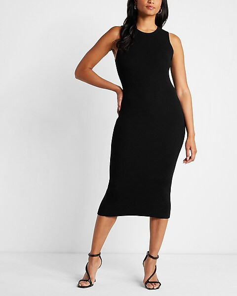 Body Contour High Neck Midi Sweater Dress | Express