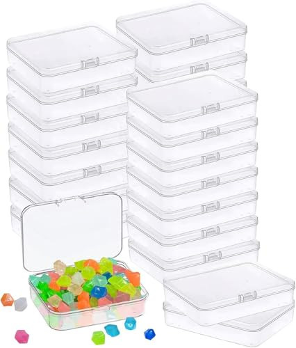 MFDSJ 48 Pcs Mini Plastic Storage Containers Box with Lid, 3.5x2.4 Inches Clear Rectangle Box for Collecting Small Items, Beads, Game Pieces, Business Cards, Crafts Accessories | Amazon (US)