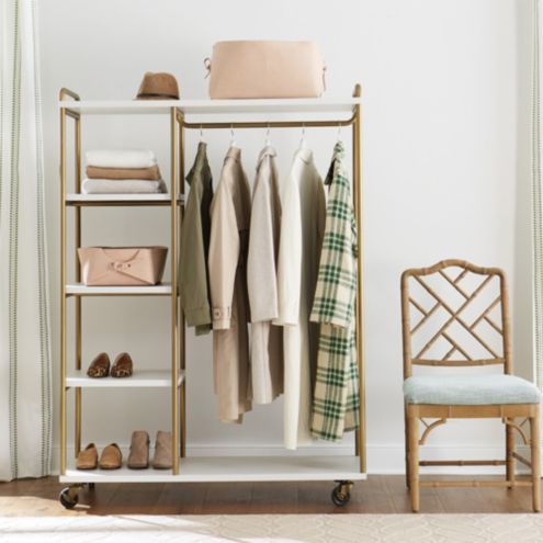 Veronica Rolling Garment Rack with Shelves | Ballard Designs, Inc.