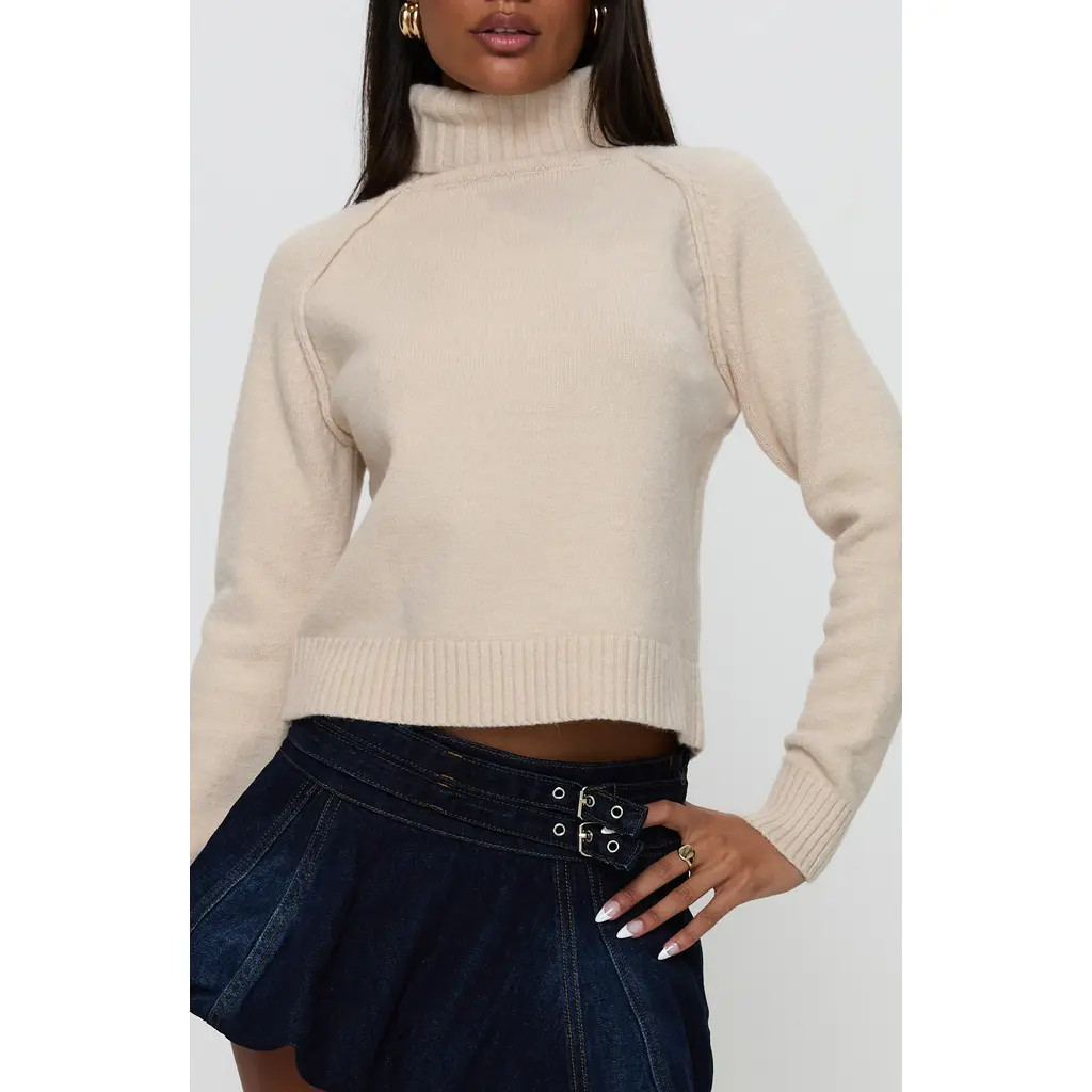 Princess Polly Enrica Funnel Neck Sweater in Cream at Nordstrom, Size 6 | Nordstrom