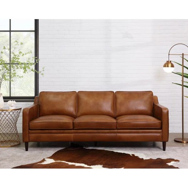 Abbott Genuine Leather Square Arm Sofa | Wayfair North America