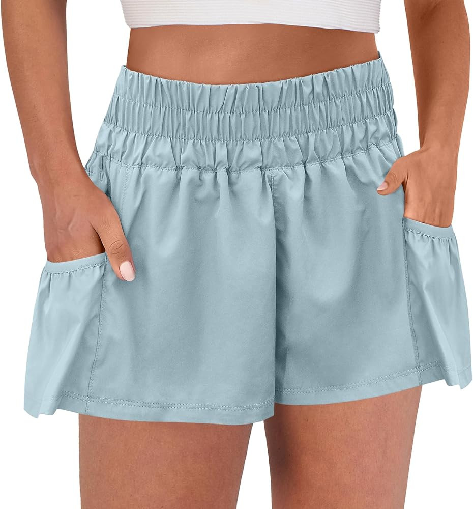 ANRABESS Women High Waisted Quick Dry Flowy Shorts Gym Workout Running Athletic Short with Pocket... | Amazon (US)