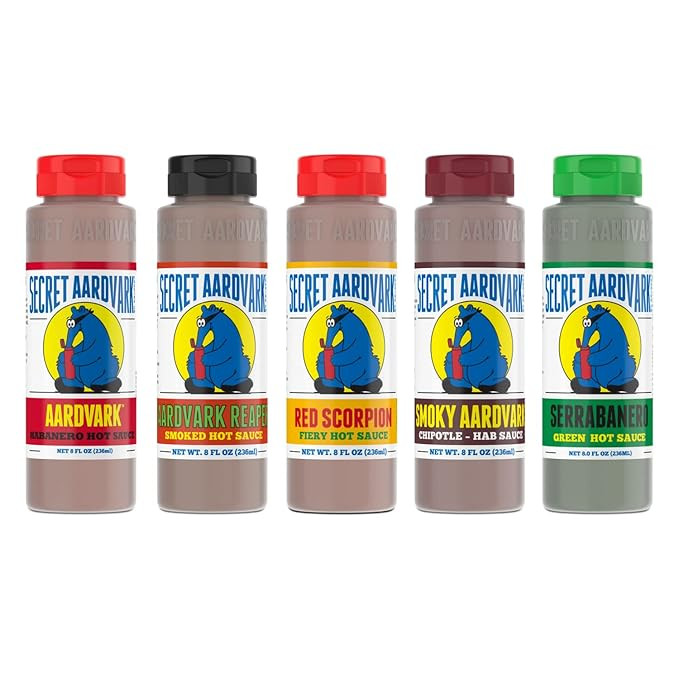 Secret Aardvark Hot Sauce Variety Pack – Smokey Chipotle, Reaper, Red Scorpion, Serrabanero, & ... | Amazon (US)