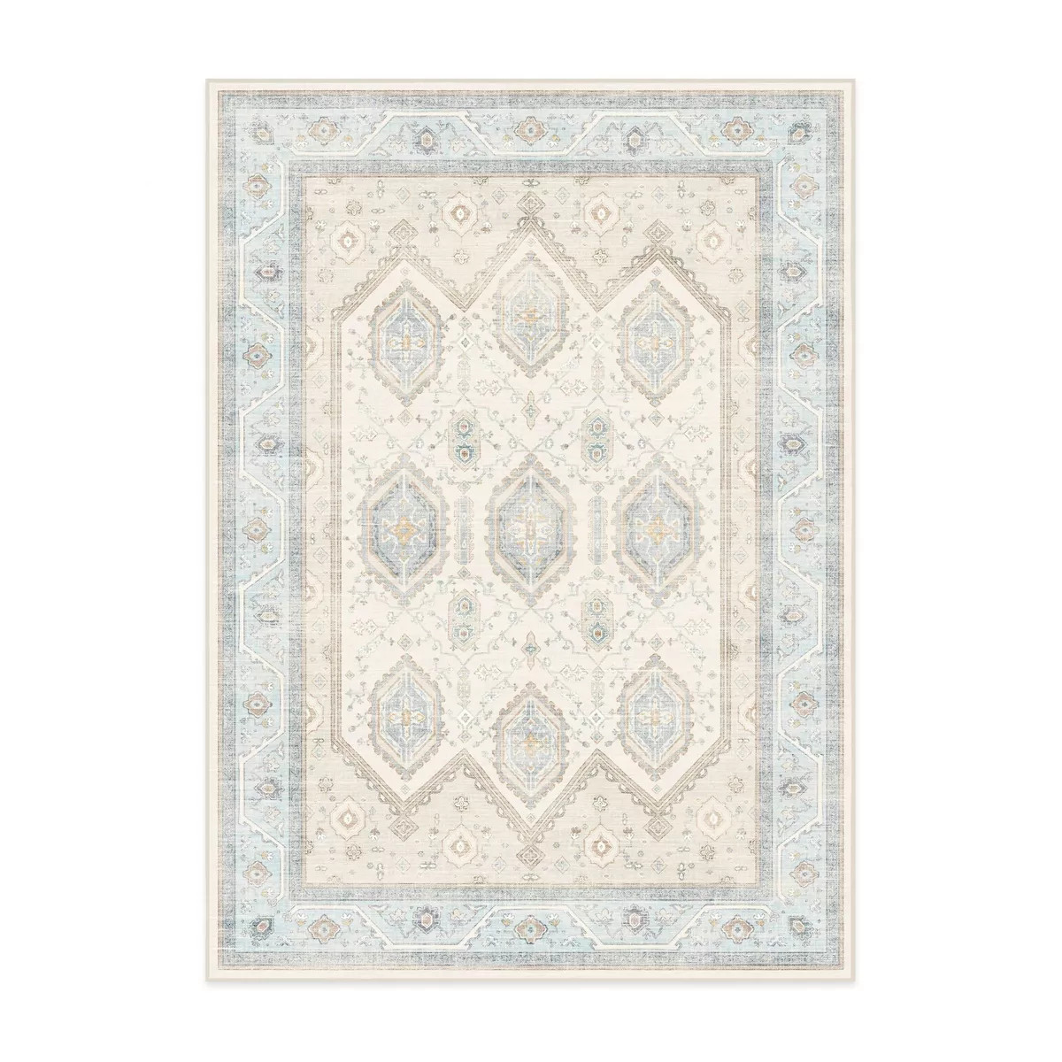 Ruggable Washable Bridgerton Crown Affair Opal Rug Ivory/Blue | Target
