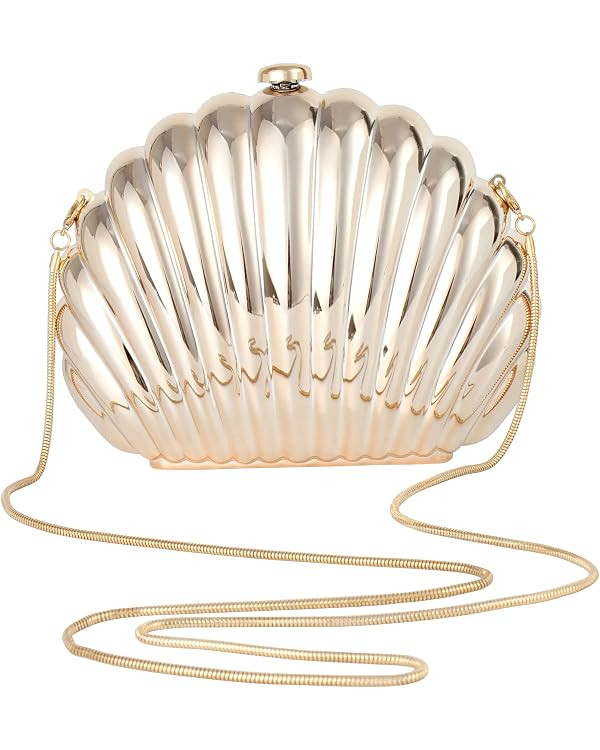 Women Evening Bag Acrylic Clutch Purse Shell Shape Shoulder Cross-body Chain Box Bag | Amazon (US)