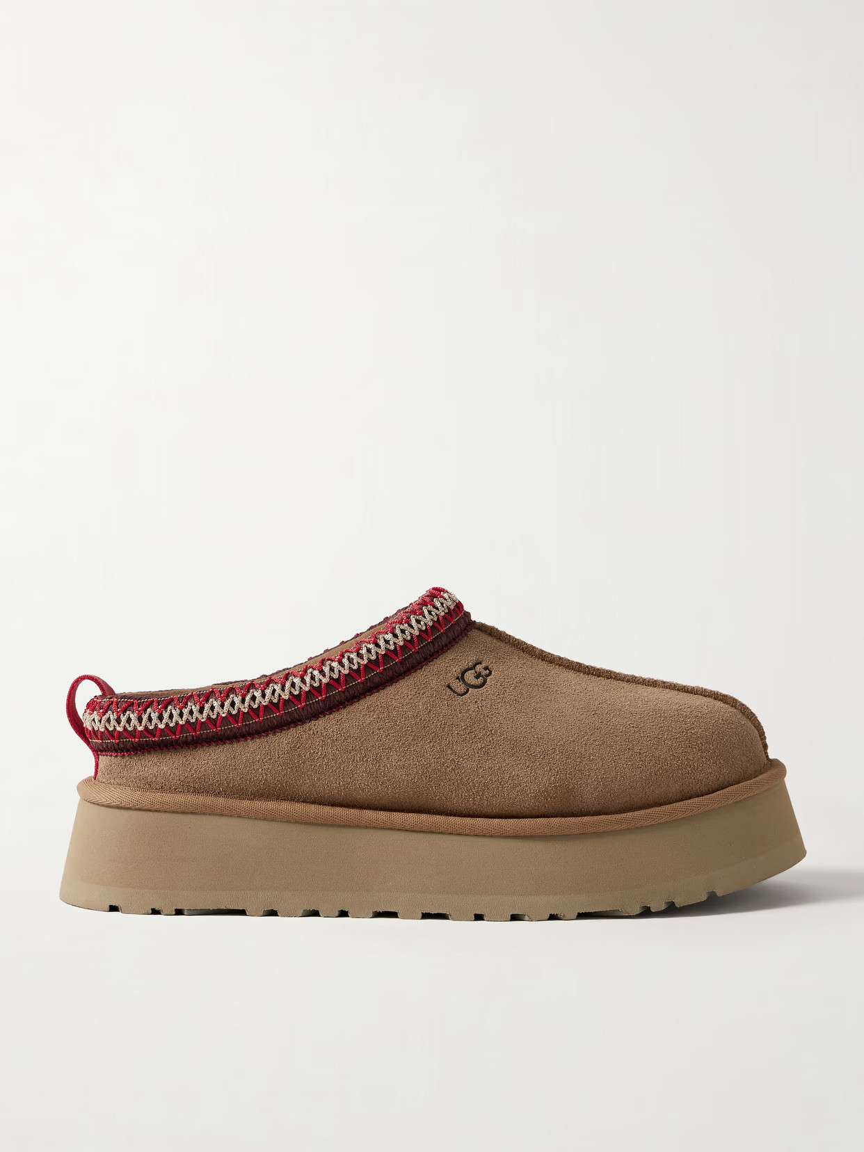 UGG - Tazz Embroidered Shearling Platform Slippers - Camel | NET-A-PORTER (UK & EU)