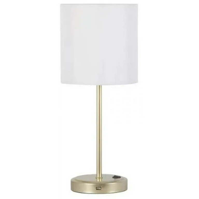 Mainstays 19" Height Gold Finish Metal Material Stick Lamp with USB Port, Modern, Office and Dorm | Walmart (US)