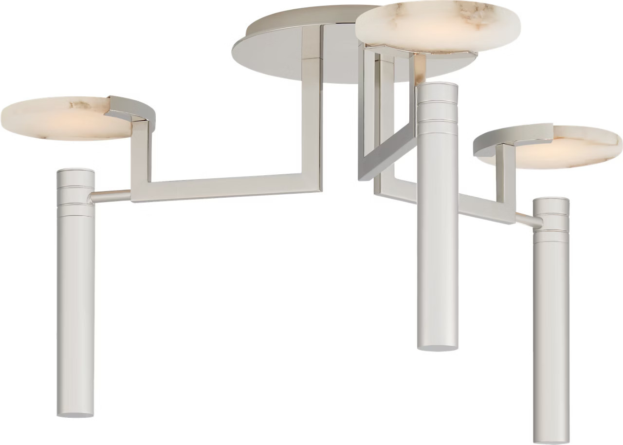 Melange Large Floating Disc Semi-Flush Chandelier in Polished Nickel with AlabasterVisual Comfort | Visual Comfort