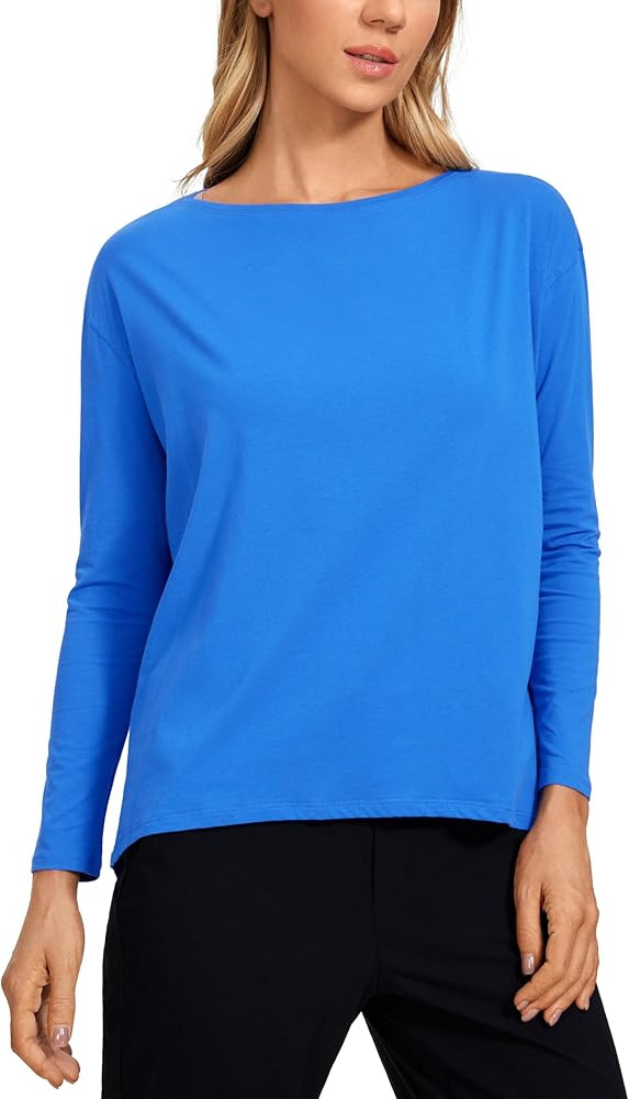 CRZ YOGA Long Sleeve Workout Shirts for Women Loose Fit-Pima Cotton Yoga Shirts Casual Fall Tops ... | Amazon (US)