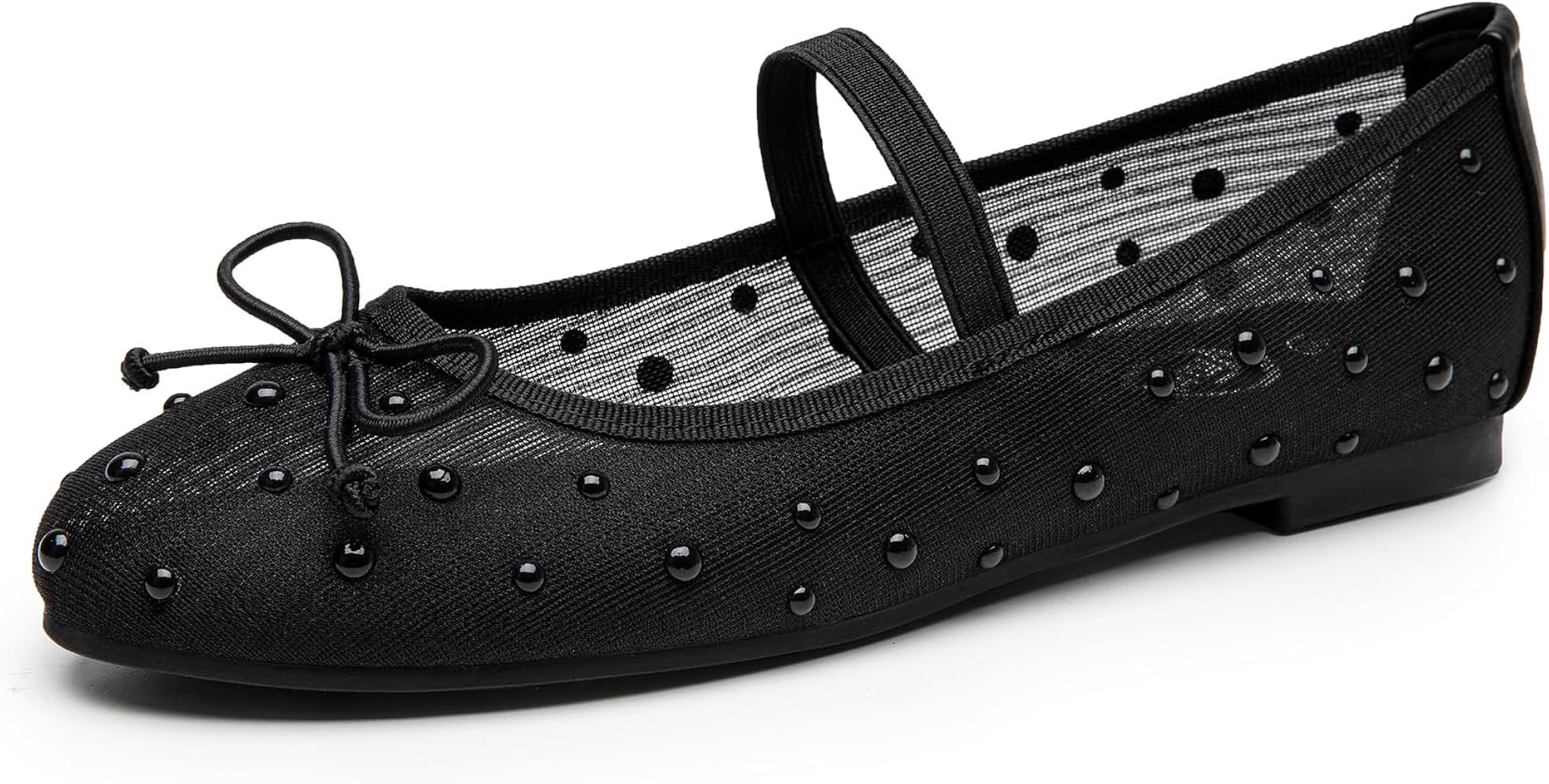Trary Mesh Ballet Flats for Women, Pearl Ballet Flats Shoes for Women, Bow Mary Jane Shoes Women,... | Amazon (US)
