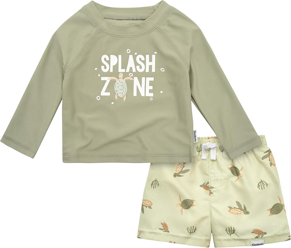 Gerber Baby Boys' Toddler Long Sleeved Rashguard Swim Bathing Suit Set | Amazon (US)