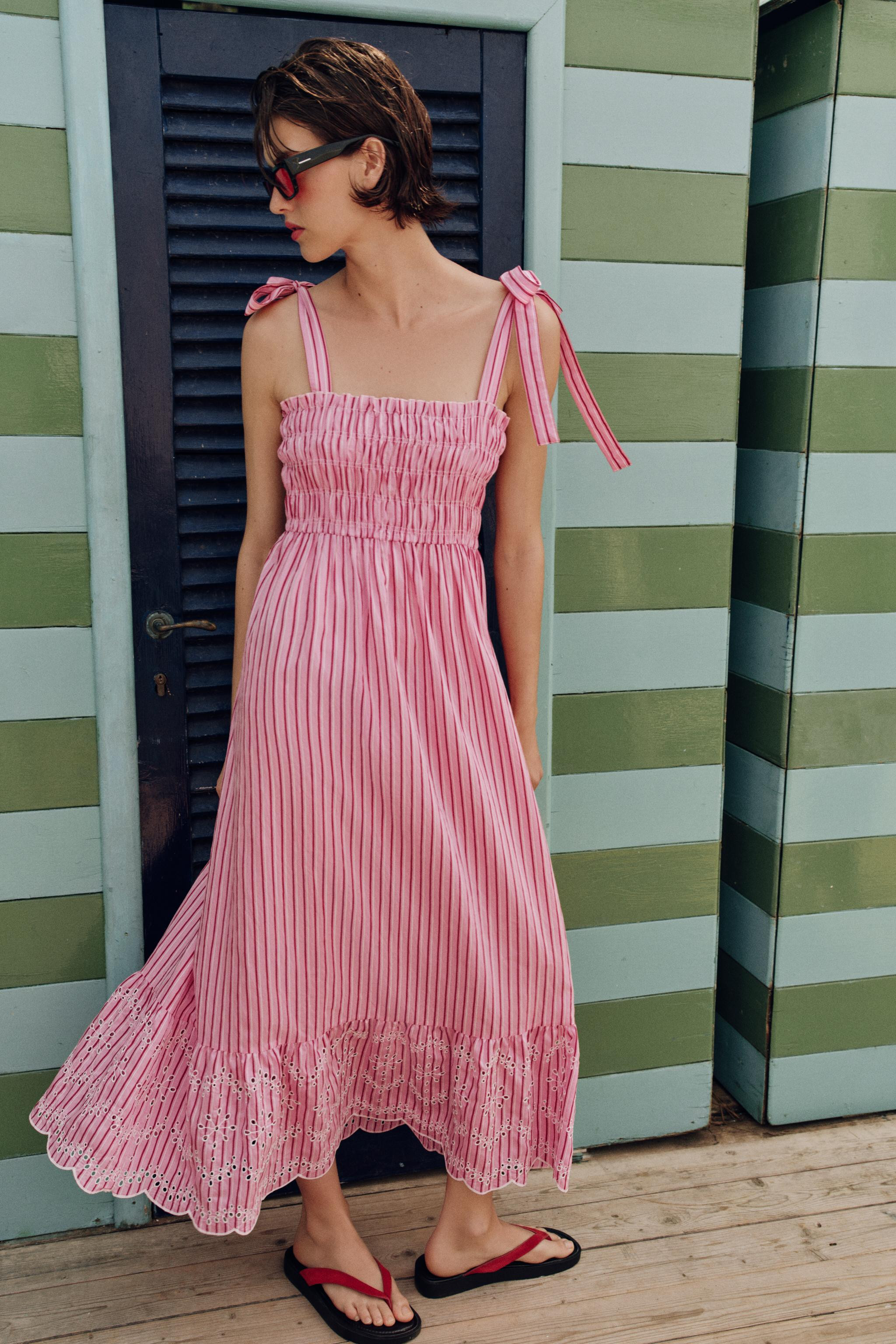 STRIPED TIED MIDI DRESS | Zara US