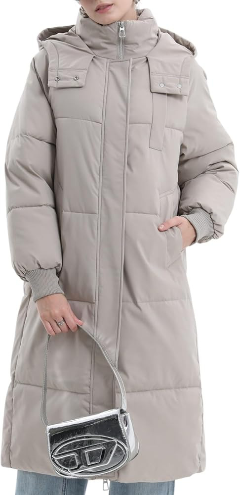 Long Puffer Jacket for Women,2024 Thickened Winter Coat Hooded with Deep Pockets, Ladies Warm Win... | Amazon (US)