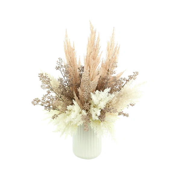 Pampas And Eucalyptus Arranged In A Ceramic Vase | Perigold