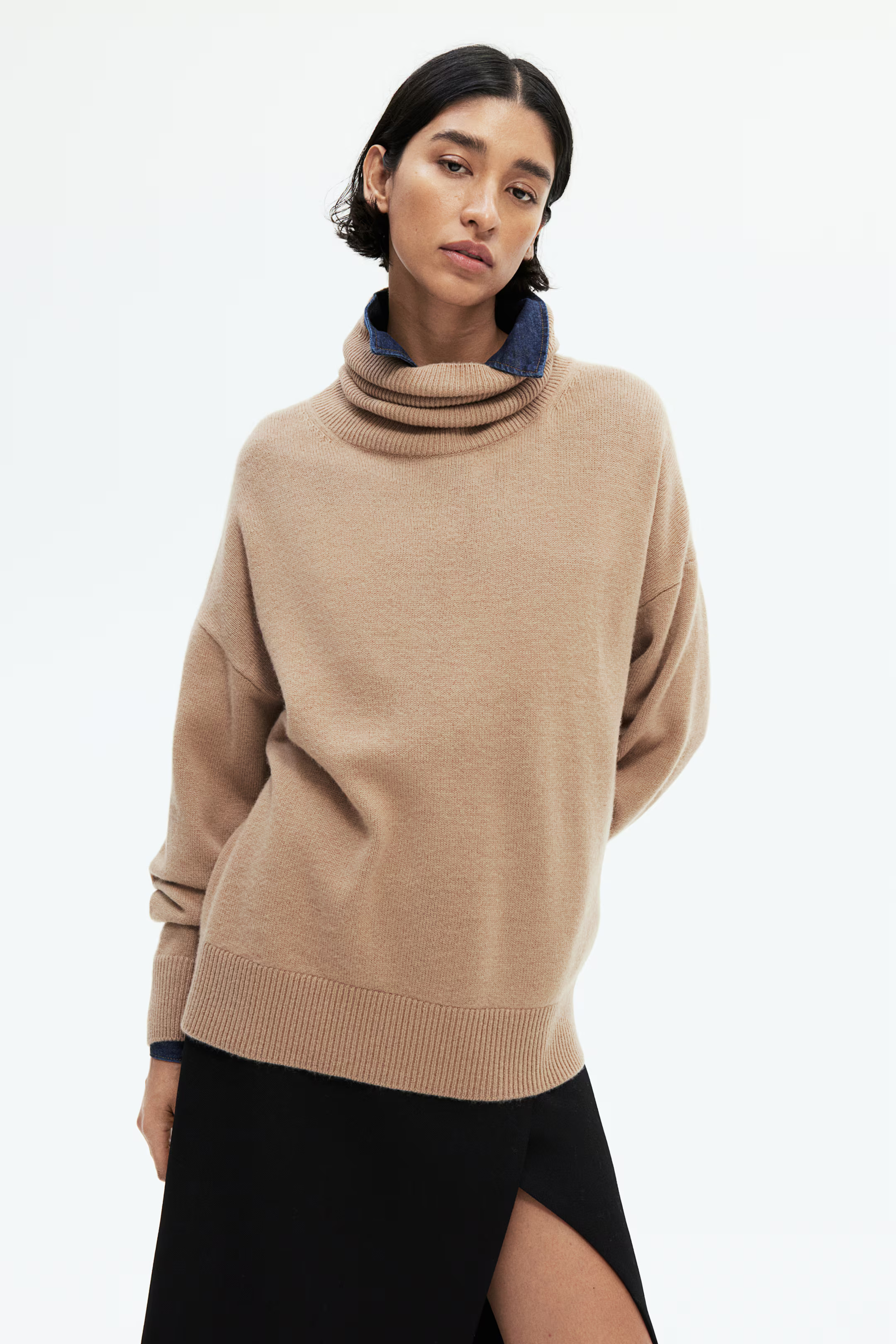 Rollkragenpullover aus Kaschmirmix - Beige - Ladies | H&M DE | H&M (DE, AT, CH, NL, FI)