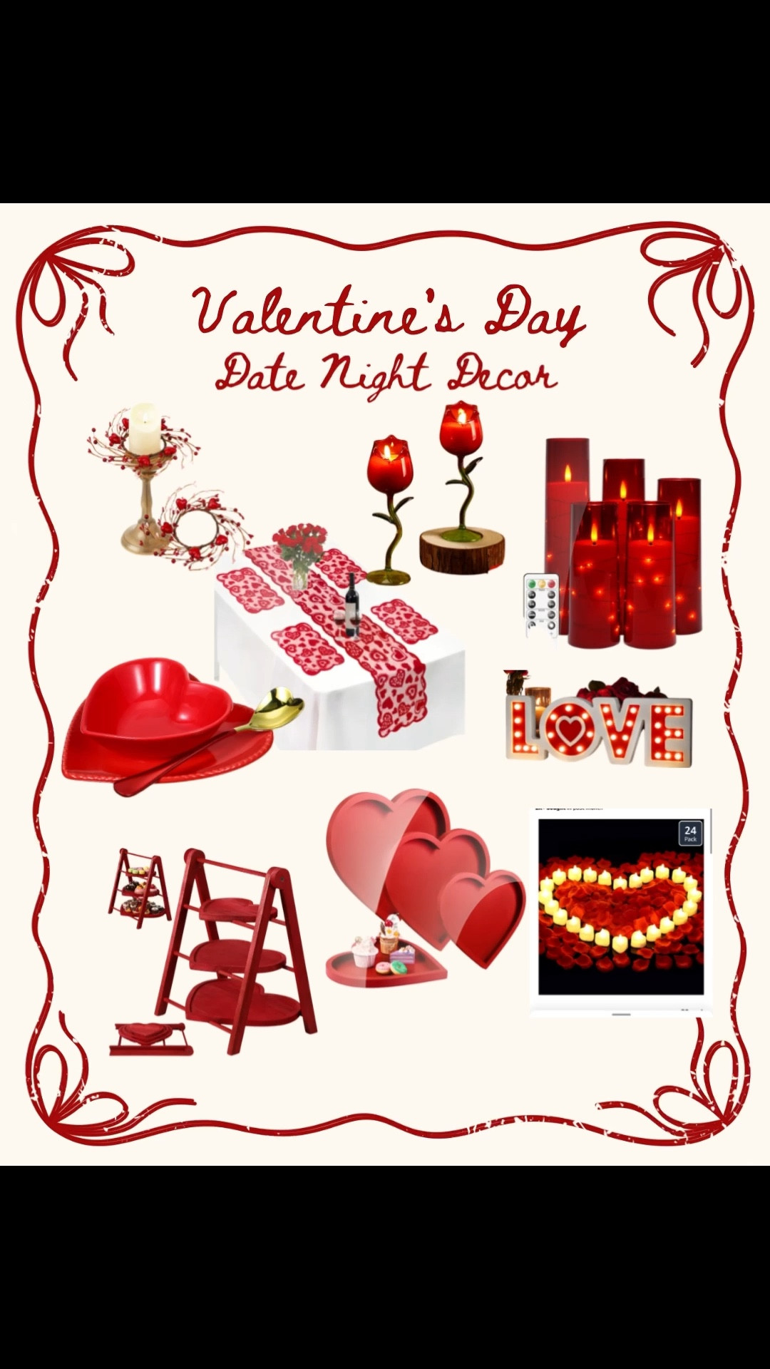 Romantic at-home date night decor ideas for Valentine’s Day. Perfect for couples creating a cozy, intimate setup at home with candles, soft lighting, and romantic details for a special night in 😍✨

#ltkhomedecor #ltkdatenight #ltkvalentines #ltkholiday #ltkfoodie #valentinesdaydecor #loveday #datenight #amazonfinds #dinnerpartydecor

#LTKHome #LTKFindsUnder50 #LTKSeasonal