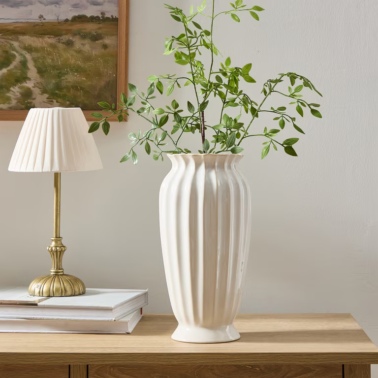 My Texas House 12" White Fluted Ceramic Vase | Walmart (US)