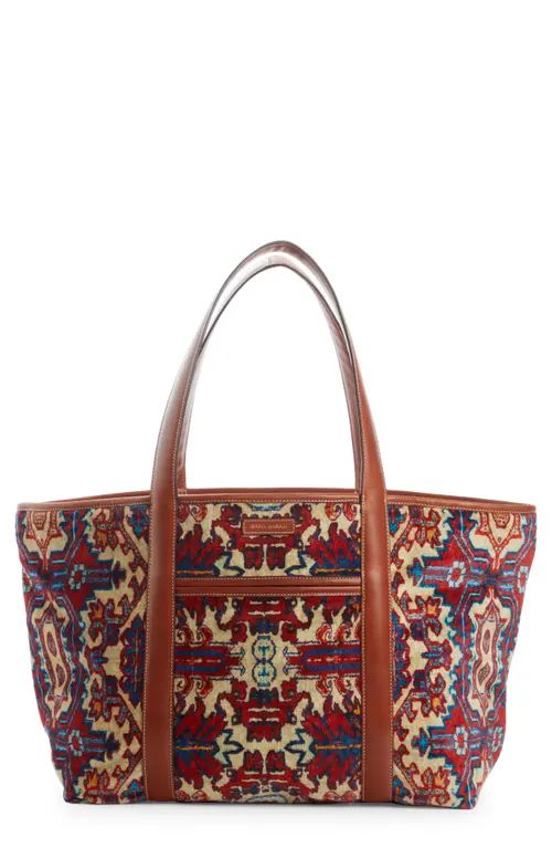 Isabel Marant Darwen Tapestry Velvet & Leather Tote in Multicolor at Nordstrom | Nordstrom