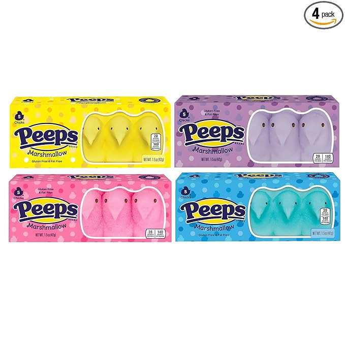 PEEPS Easter Marshmallow Candy Variety Pack, Classic Marshmallow Chicks, Assorted Colors (Yellow,... | Amazon (US)