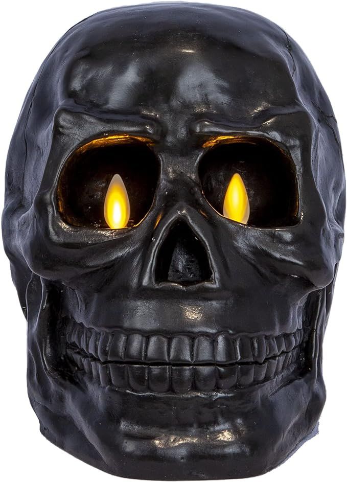 Luminara Flameless Dual Moving Flame Large Skeleton Skull Figural (5.85" x 7.5") Real Wax LED Can... | Amazon (US)